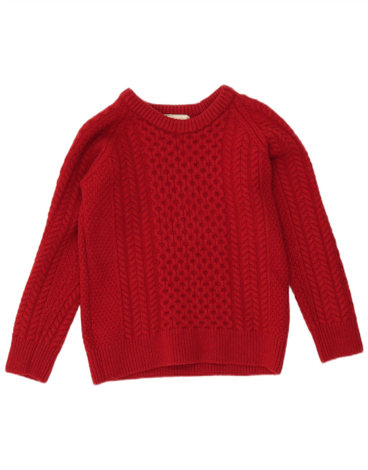 ORIGINAL ARAN CO. Pull col bateau pour femme UK 12 Laine rouge moyen