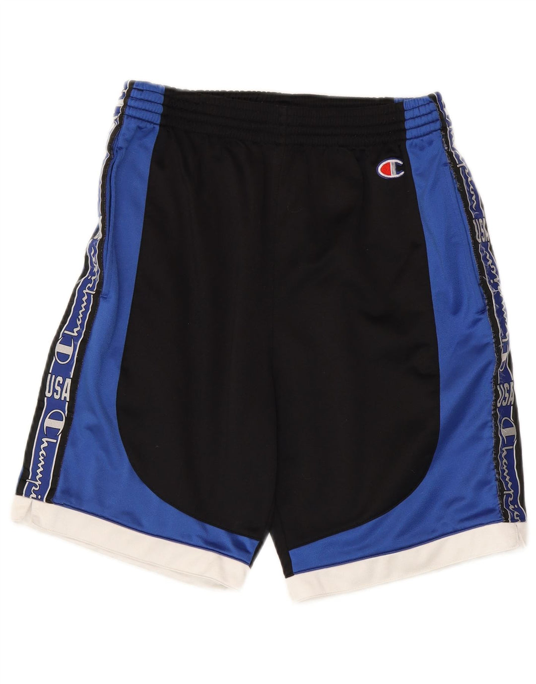 Champion Short de sport graphique pour homme, petit, en polyester color block noir