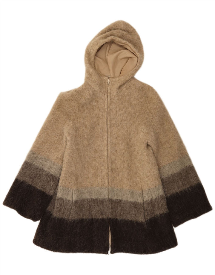 Alafoss Icewool Manteau à capuche pour femme UK 14 Beige moyen Colourblock