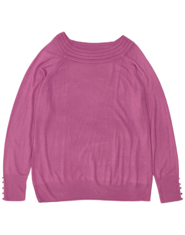 Marks & Spencer Pull col bateau pour femme UK 22 2XL Violet Acrylique