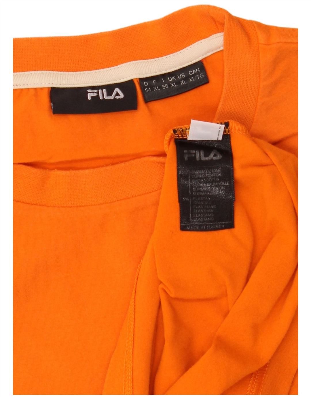 Fila T-Shirt Homme Top XL Orange Colourblock Coton