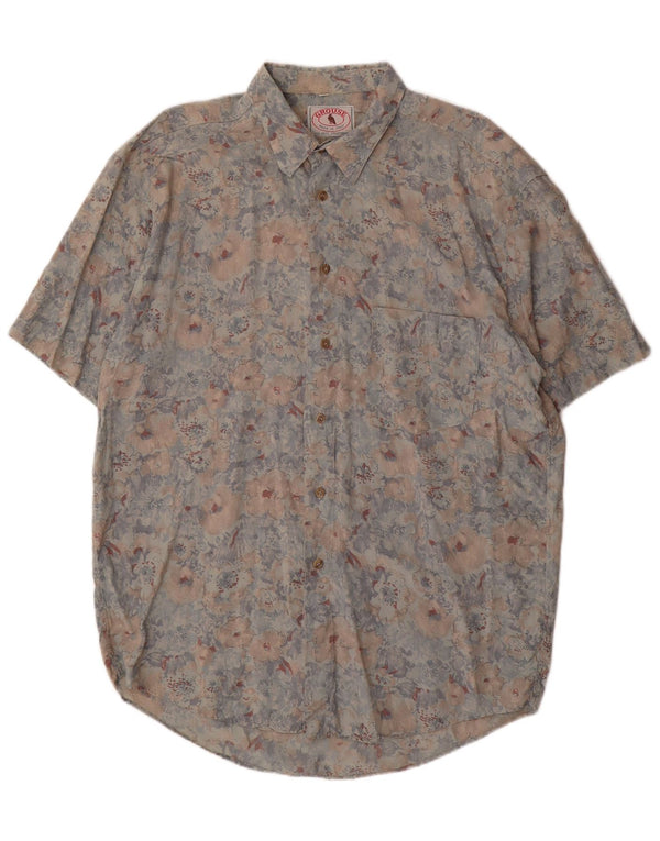 VINTAGE Chemise à manches courtes pour homme XL Rayonne florale multicolore