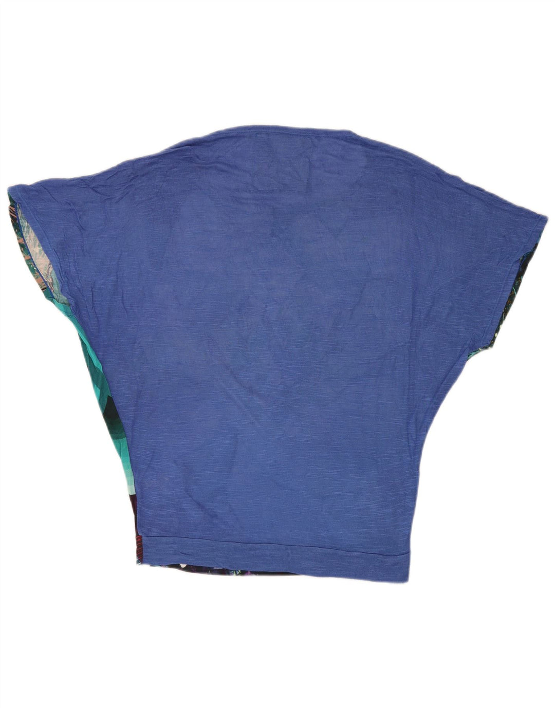 DESIGUAL Femme Chemisier Chauve-Souris Top UK 10 Petit Bleu Floral Viscose