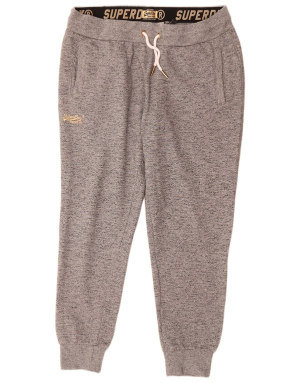 Superdry Pantalon De Survêtement Femme Joggers UK 16 Large Gris Moucheté Coton