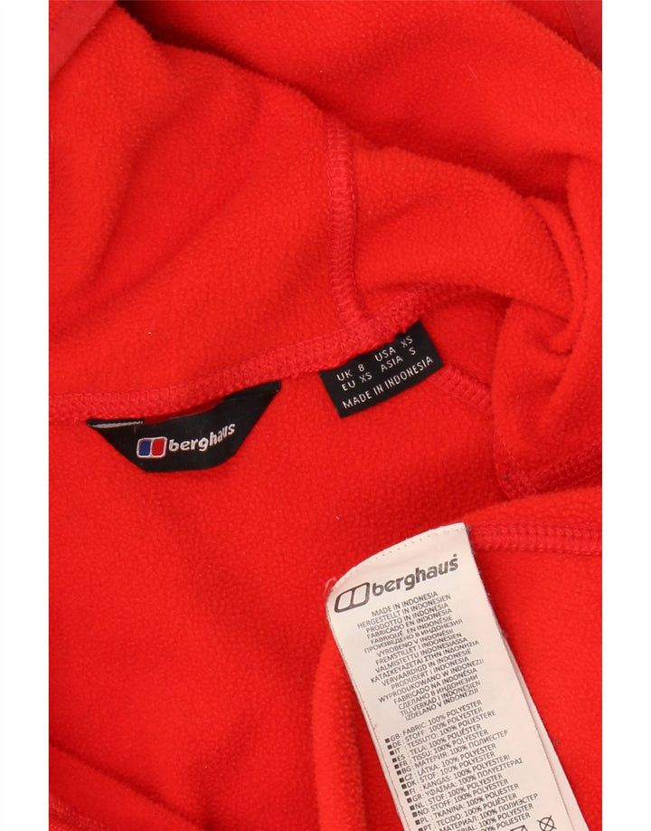 BERGHAUS Womens Hooded Fleece Jumper UK 8 Small  Red Polyester