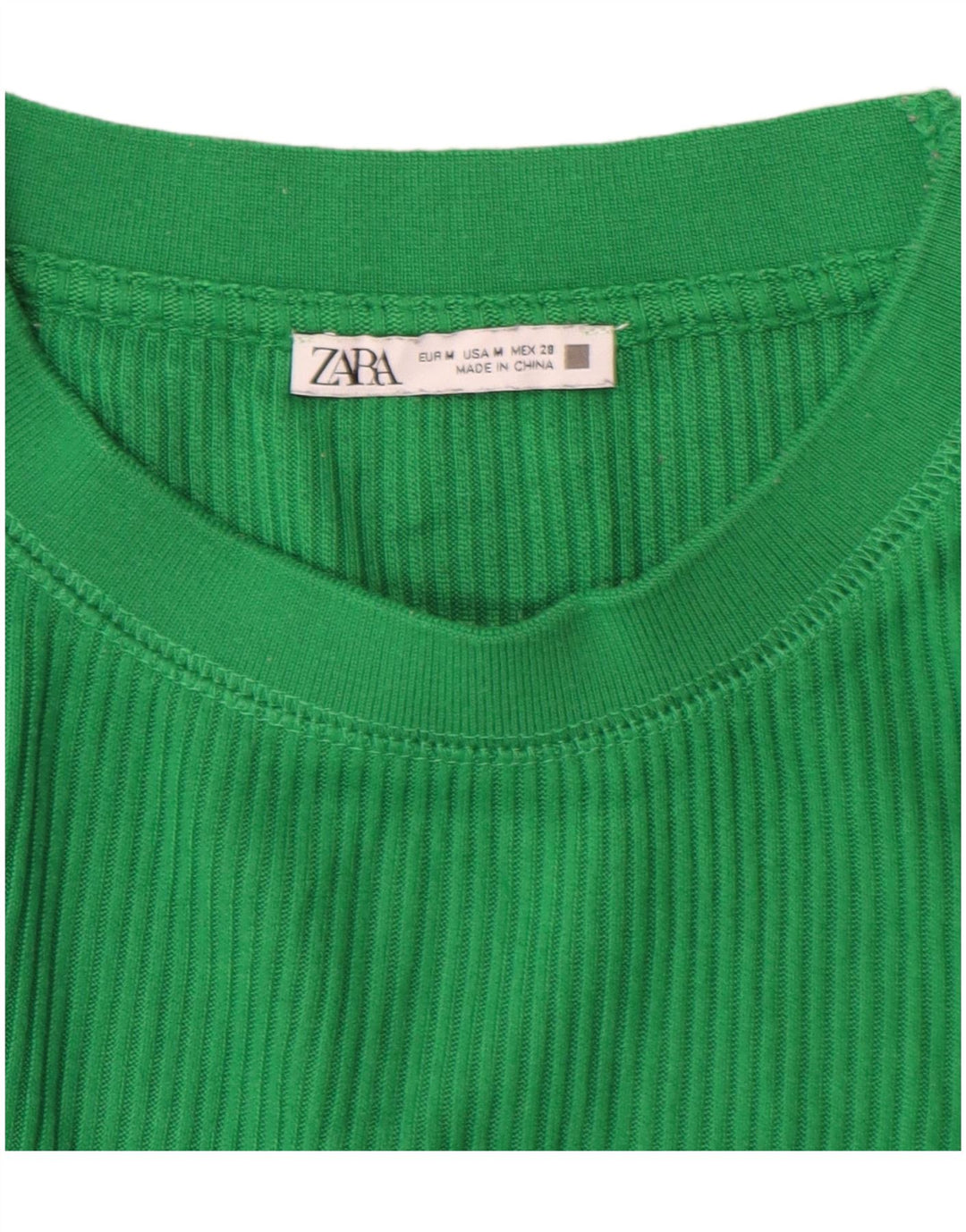 ZARA Femme Top Manches Longues UK 14 Vert Moyen