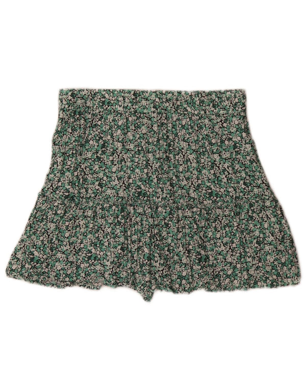 Zara Pantalon chaud taille haute pour femme Medium W28 Vert Floral Viscose