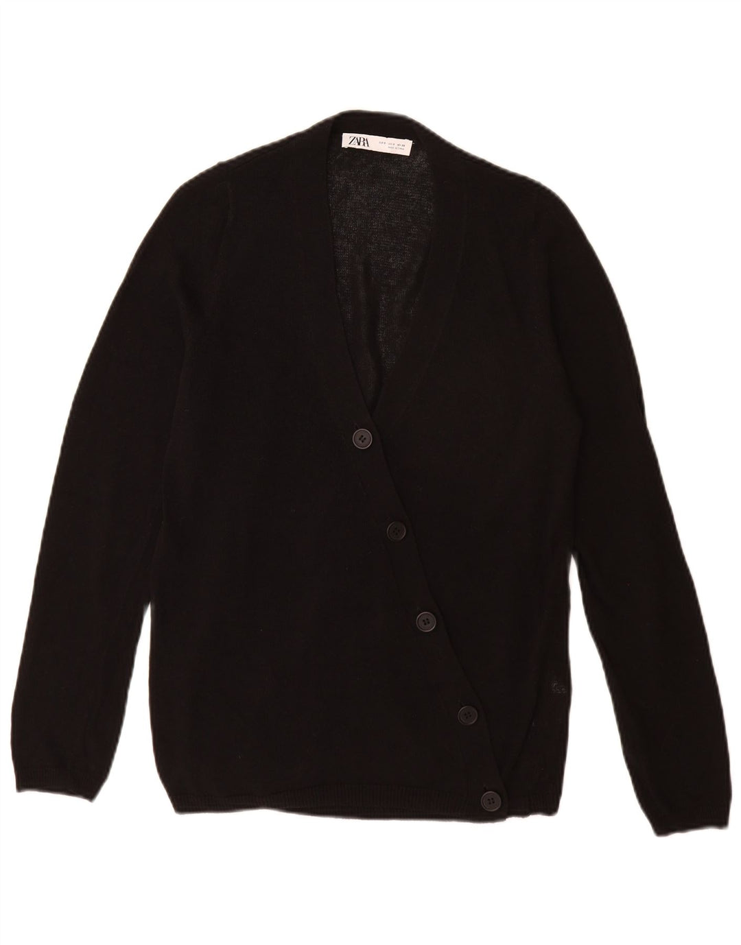Zara Femme Cardigan Pull UK 10 Petit Acrylique Noir