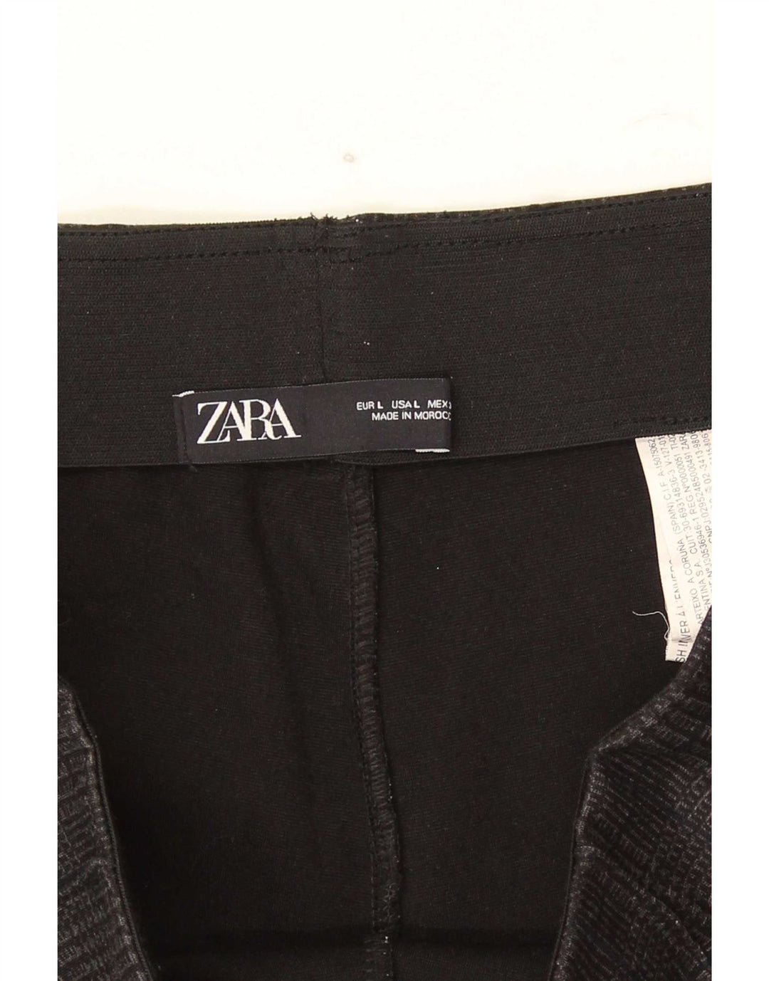 Zara Pantalon court slim pour femme Large W32 L26 Gris pied-de-poule Polyester