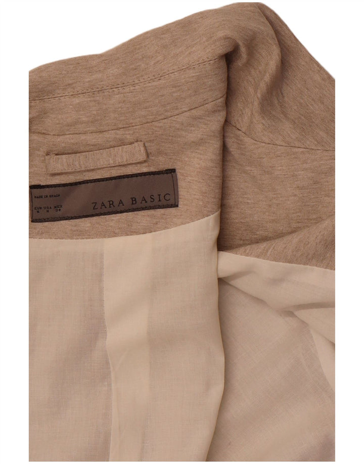ZARA Veste blazer à 1 bouton pour femme UK 12 Marron moyen