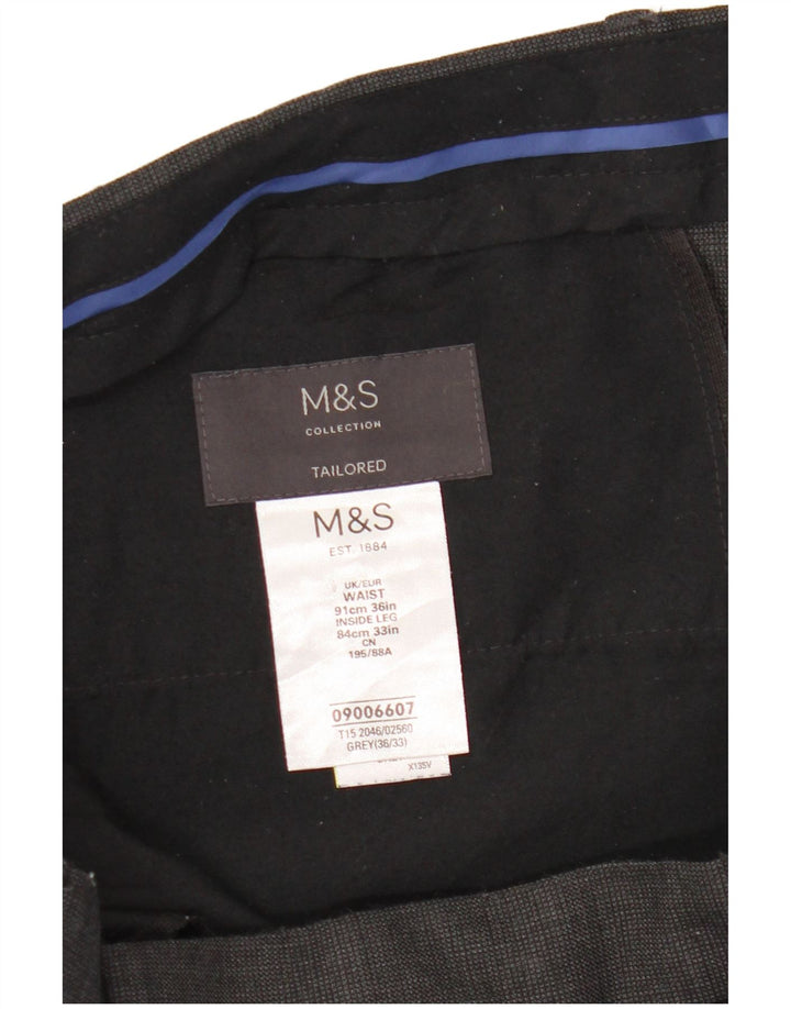 Marks & Spencer Pantalon de costume slim sur mesure pour homme W36 L33 Laine à carreaux gris