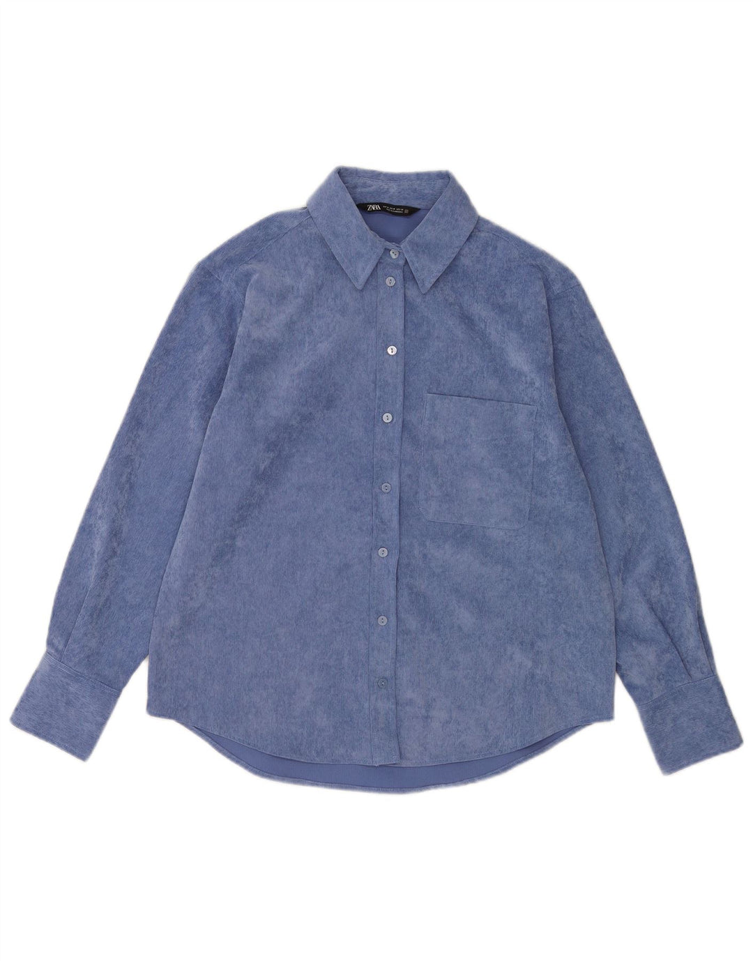 Zara Chemise en velours côtelé pour femme UK 14 Bleu moyen Polyester