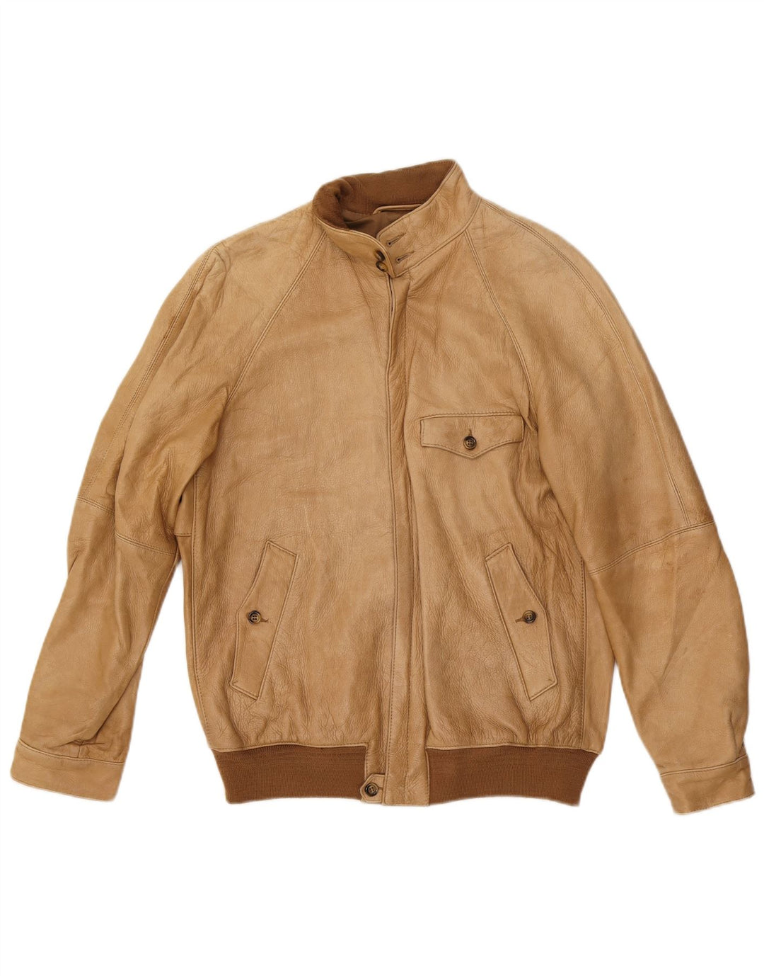 VINTAGE Veste en cuir homme UK 38 Cuir beige moyen