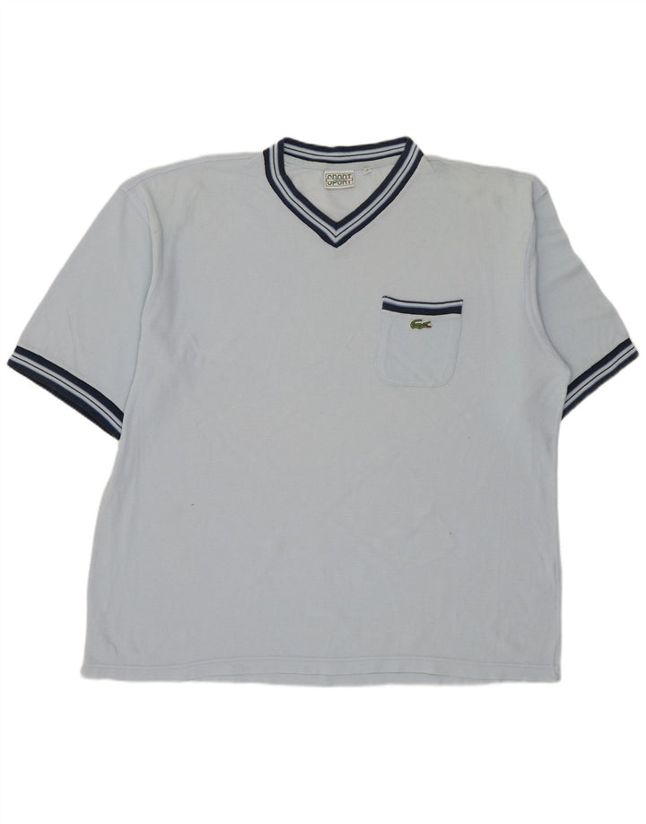 LACOSTE T-Shirt Homme Top Taille 7 2XL Bleu Coton