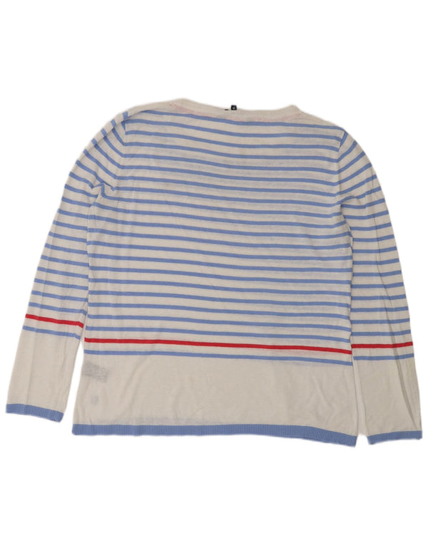 Crew Clothing Pull col bateau pour femme UK 16 Large Bleu Rayé