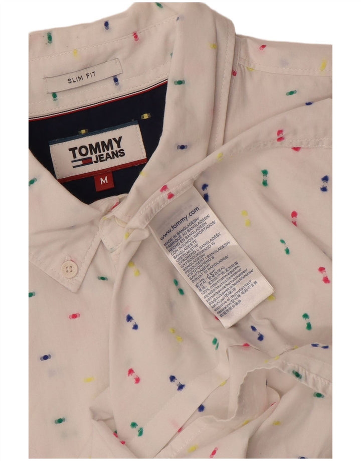 Tommy Hilfiger Chemise Slim Fit Homme Blanc Moyen à Pois Coton