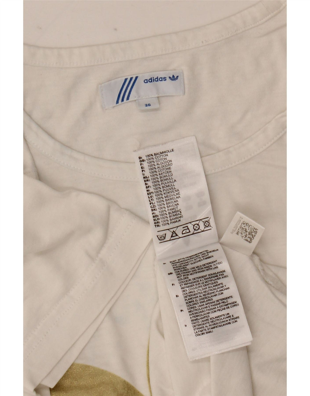 Adidas T-shirt graphique pour femme EU 36 Petit coton blanc
