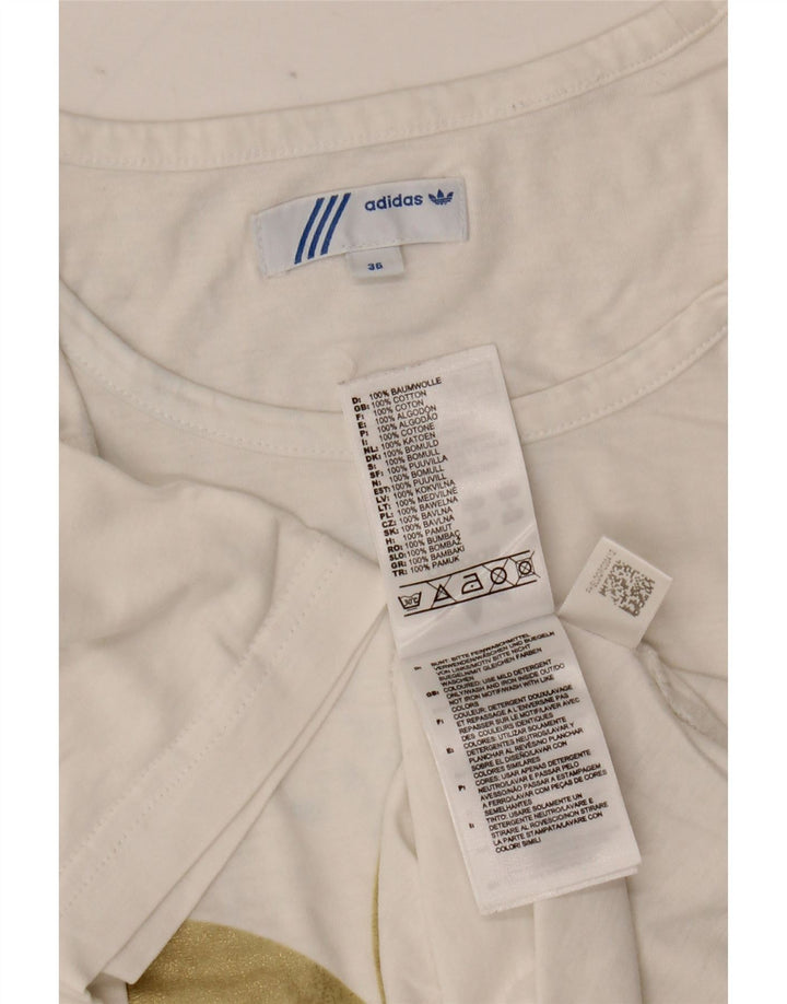 Adidas T-shirt graphique pour femme EU 36 Petit coton blanc