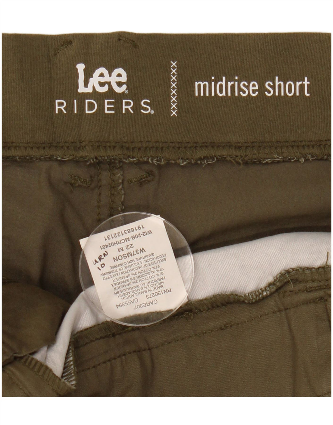 LEE Short chino Riders taille moyenne pour femme US 22 3XL W44 Kaki Coton