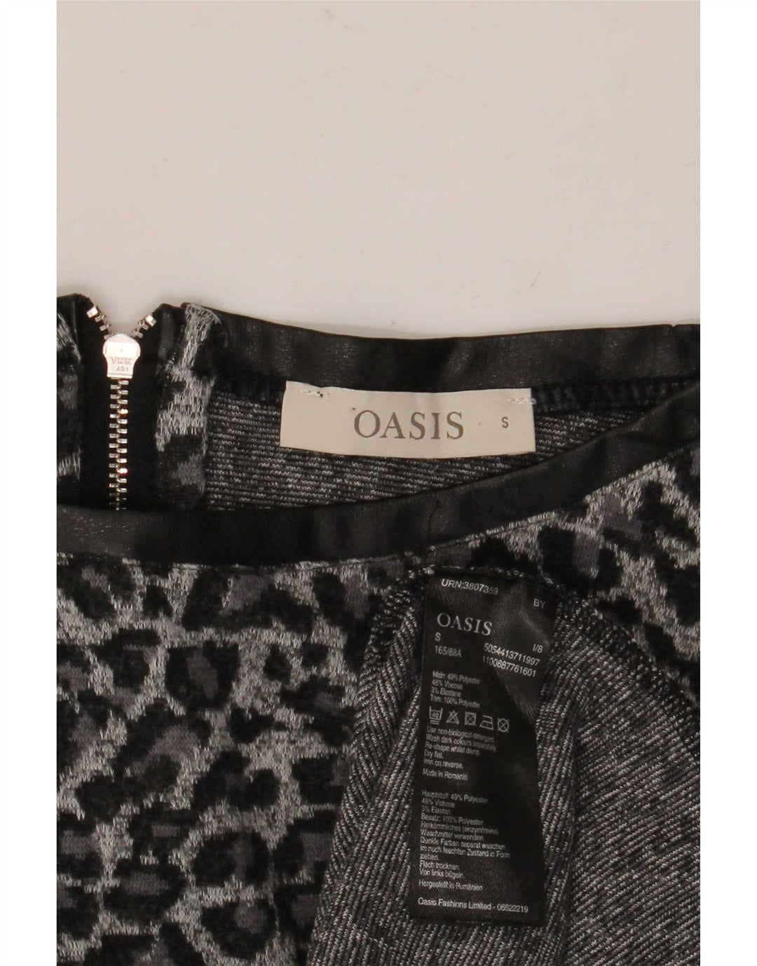 Oasis Tunique à Manches 3/4 pour Femme UK 10 Petit Gris Imprimé Animal Polyester