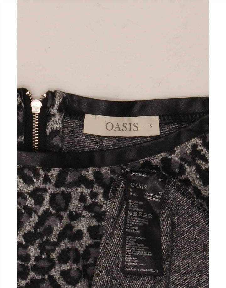 Oasis Tunique à Manches 3/4 pour Femme UK 10 Petit Gris Imprimé Animal Polyester