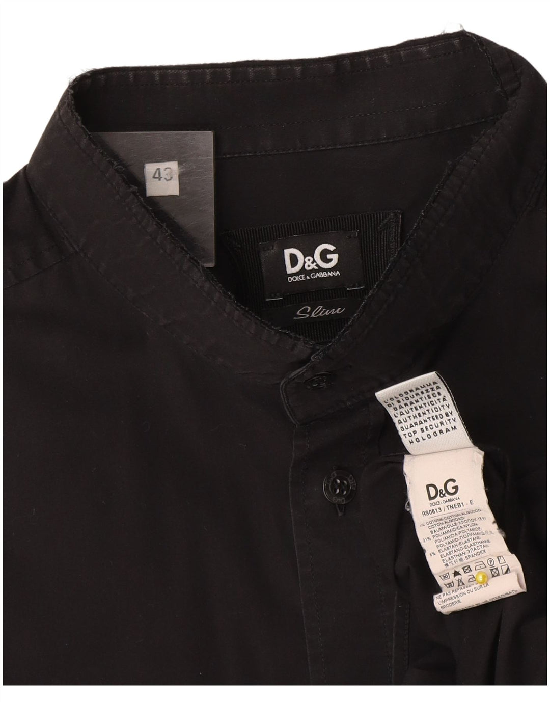 Dolce & Gabbana Chemise Slim Homme Taille 43 Grand Coton Noir