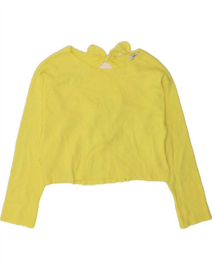 ZARA Womens Crop Top Long Sleeve UK 14 Medium Yellow Vintage Zara and Second-Hand Zara from Messina Hembry 