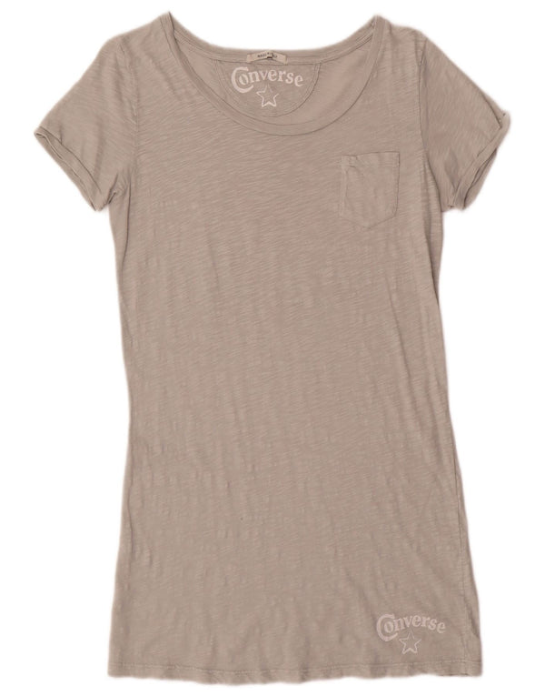 CONVERSE Robe t-shirt graphique pour femme UK 18 XL Gris Coton