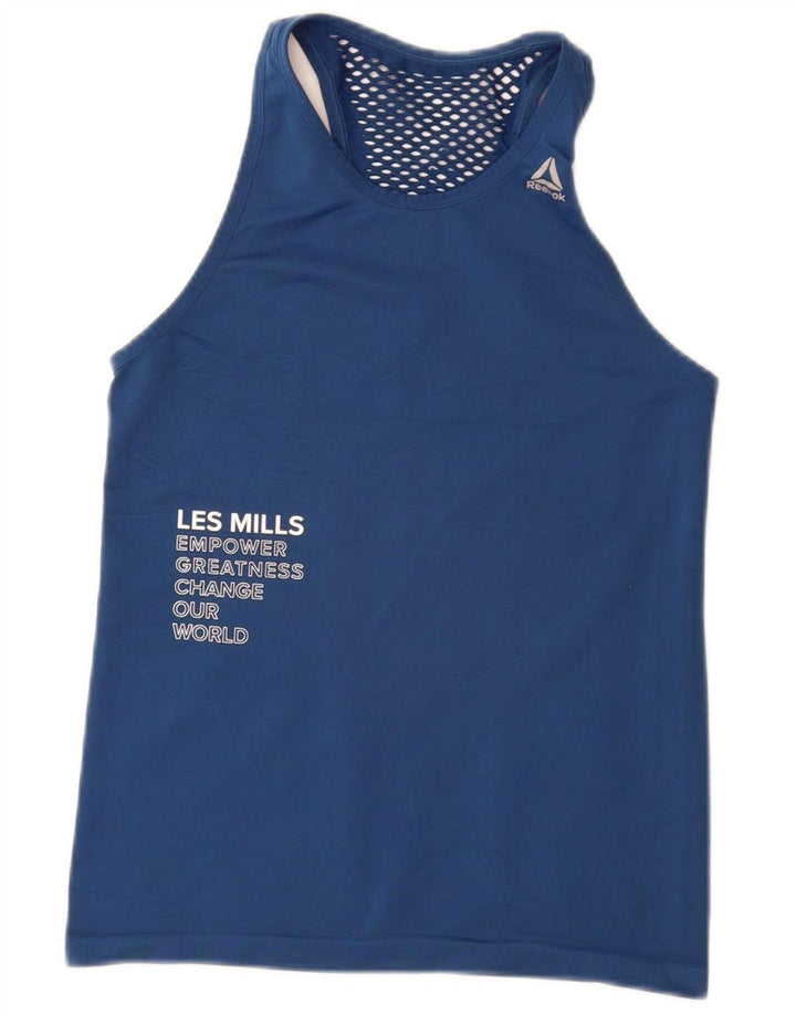 REEBOK Débardeur graphique Les Mills pour femme UK 8 Small Bleu marine