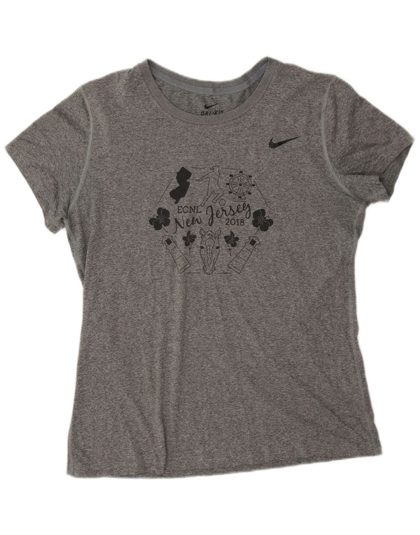 Nike Womens New Jersey Graphic T-Shirt Top UK 16 Large Gris Moucheté