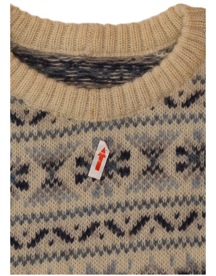 Silvy Pull col rond pour homme IT 48 Beige moyen Fair Isle