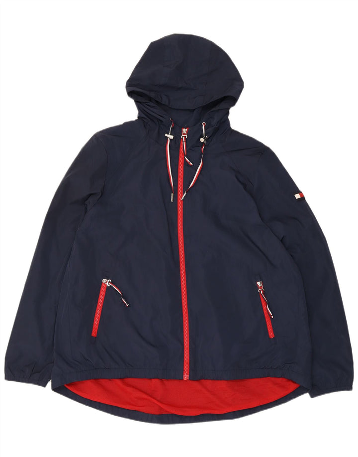 Tommy Hilfiger Veste de pluie à capuche pour femme UK 16 Large Bleu marine Polyester