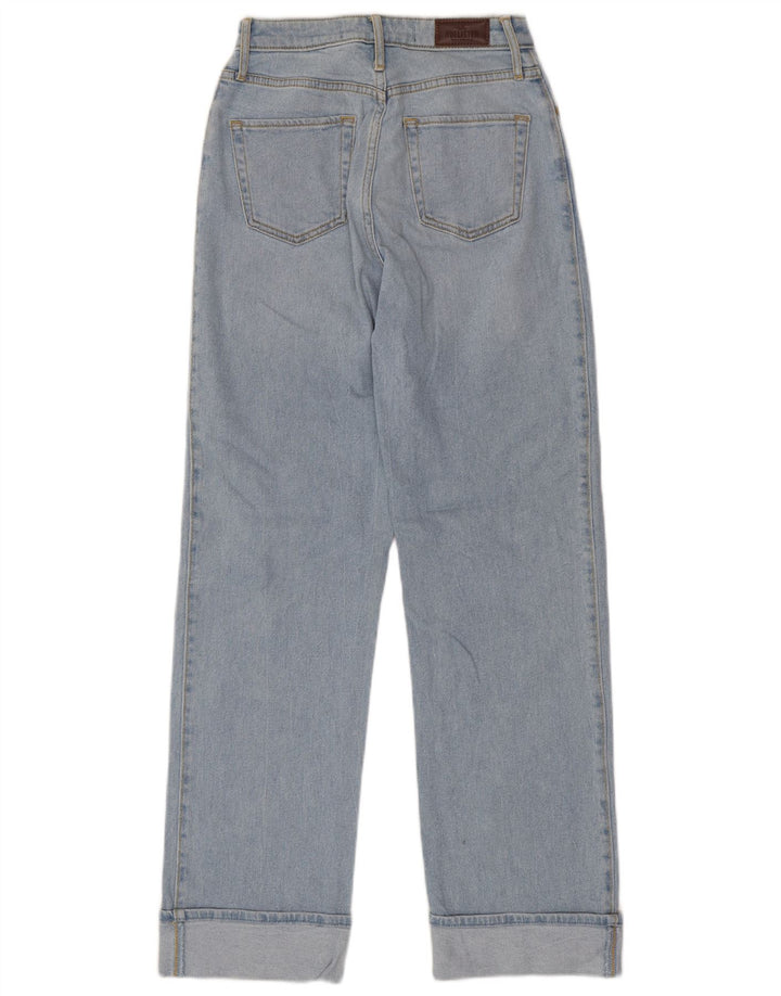 HOLLISTER Jean droit taille haute W25 L31 bleu coton femme