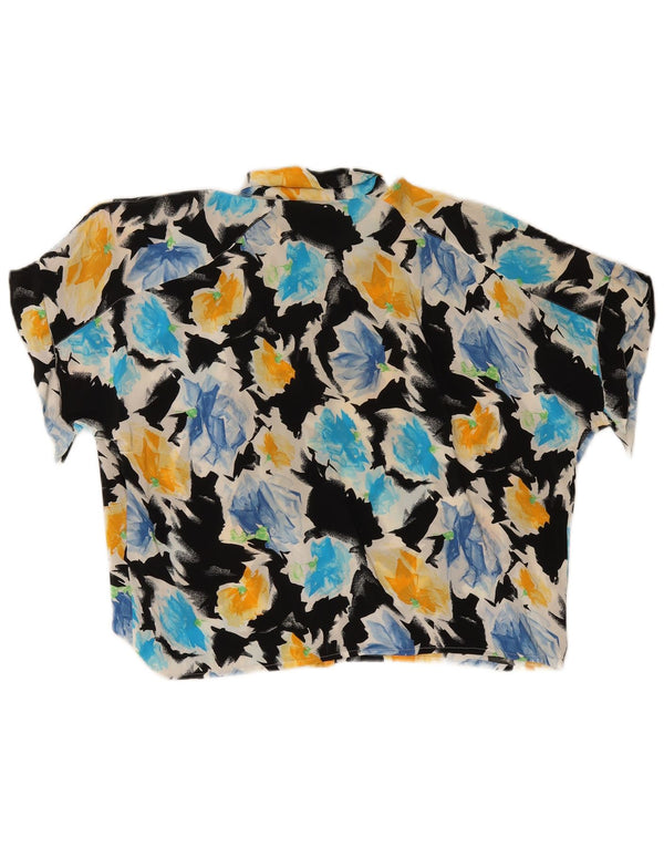 vintage Femmes Chemise à manches courtes Blouse UK 18 XL Multicolore Floral