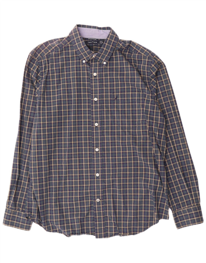 Nautica Chemise Homme Grand Carreau Bleu Marine Coton