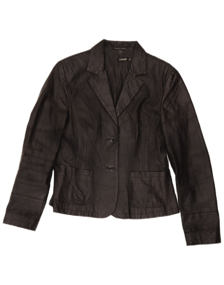 J.J.Scott Veste blazer en cuir à 2 boutons pour femme IT 46 Large Noir