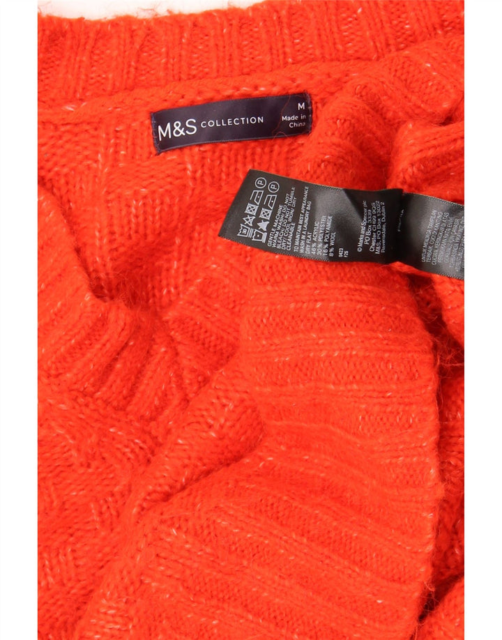 Marks & Spencer Pull surdimensionné à col en V pour femme UK 14 Rouge moyen