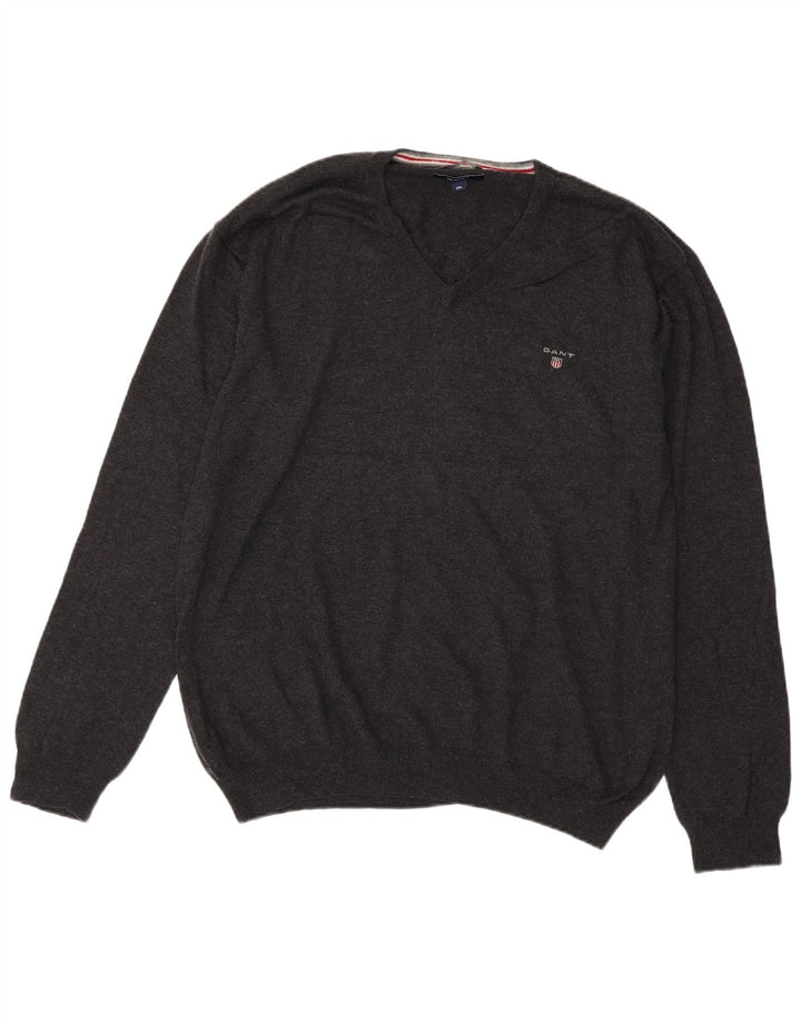 Gant Pull col V pour homme 2XL Gris Coton