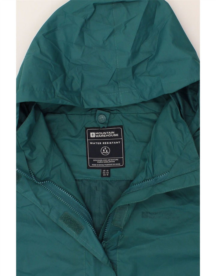 MOUNTAIN WAREHOUSE Womens Hooded Rain Jacket UK 14 Large Green Polyester Vintage Mountain Warehouse and Second-Hand Mountain Warehouse from Messina Hembry 