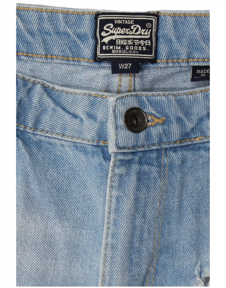 SUPERDRY Short en jean graphique vieilli W27 pour femme en coton bleu petit