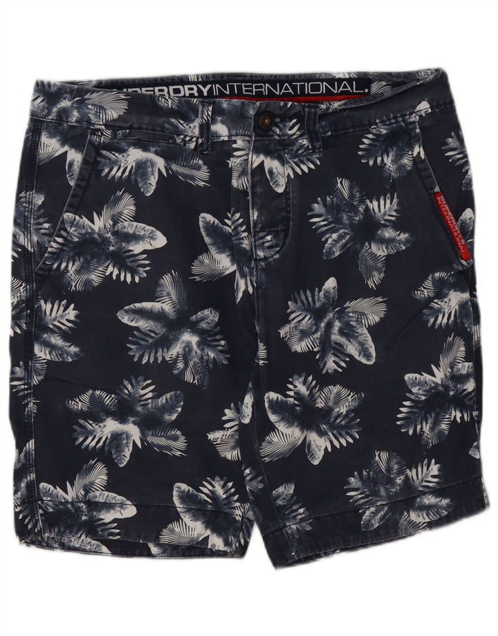 Superdry Short Chino Homme Medium W32 Bleu Marine Floral Coton