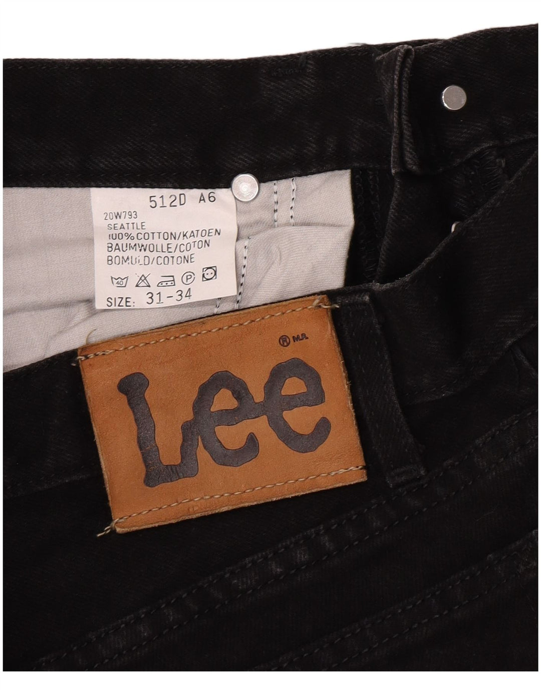 Lee Jean Droit Seattle W31 L34 Homme Noir Coton
