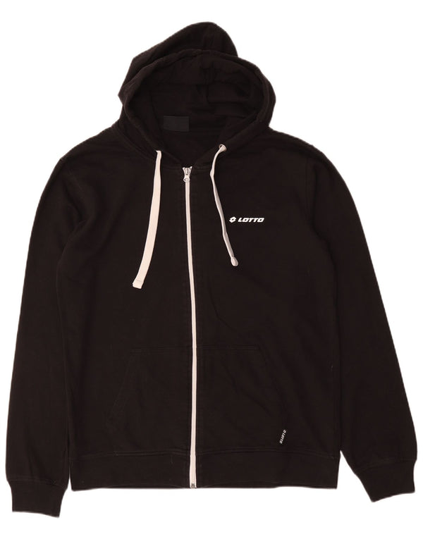 Lotto Pull à capuche zippé pour homme en coton noir moyen