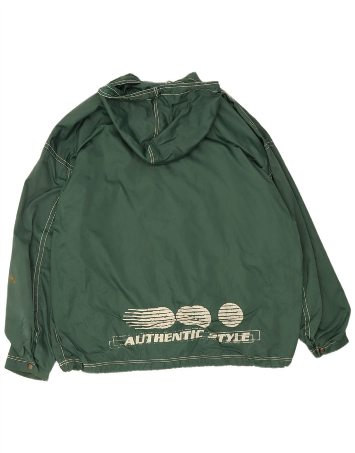 Authentique veste coupe-vent à capuche graphique pour hommes UK 40 grand nylon vert