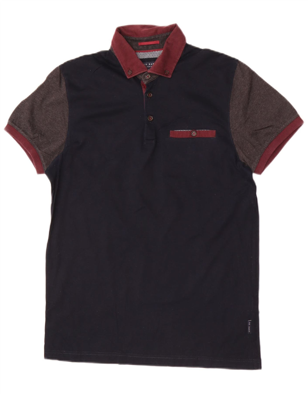 Ted Baker Polo Homme Taille 2 Petit Bleu Marine Colorblock Coton