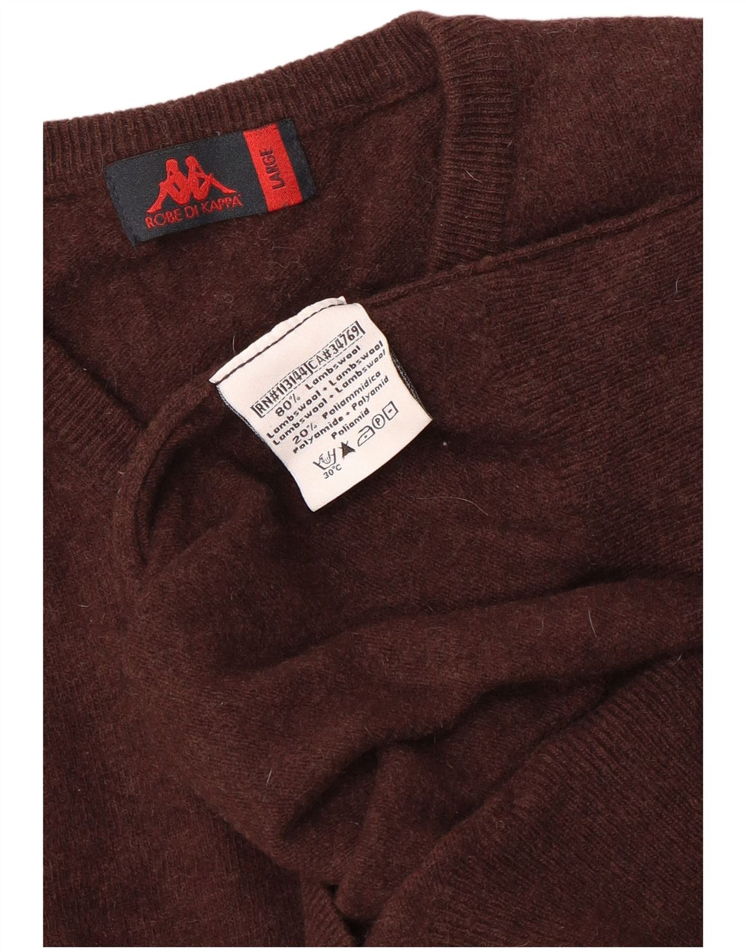 Kappa Pull col V pour femme UK 16 Large laine marron