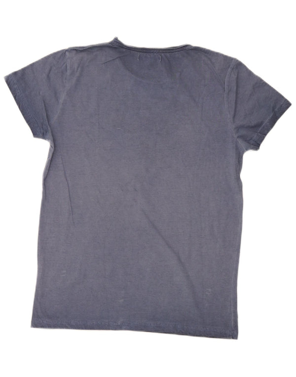 Gaudi Womens Graphic T-Shirt Top UK 10 Petit Bleu Coton
