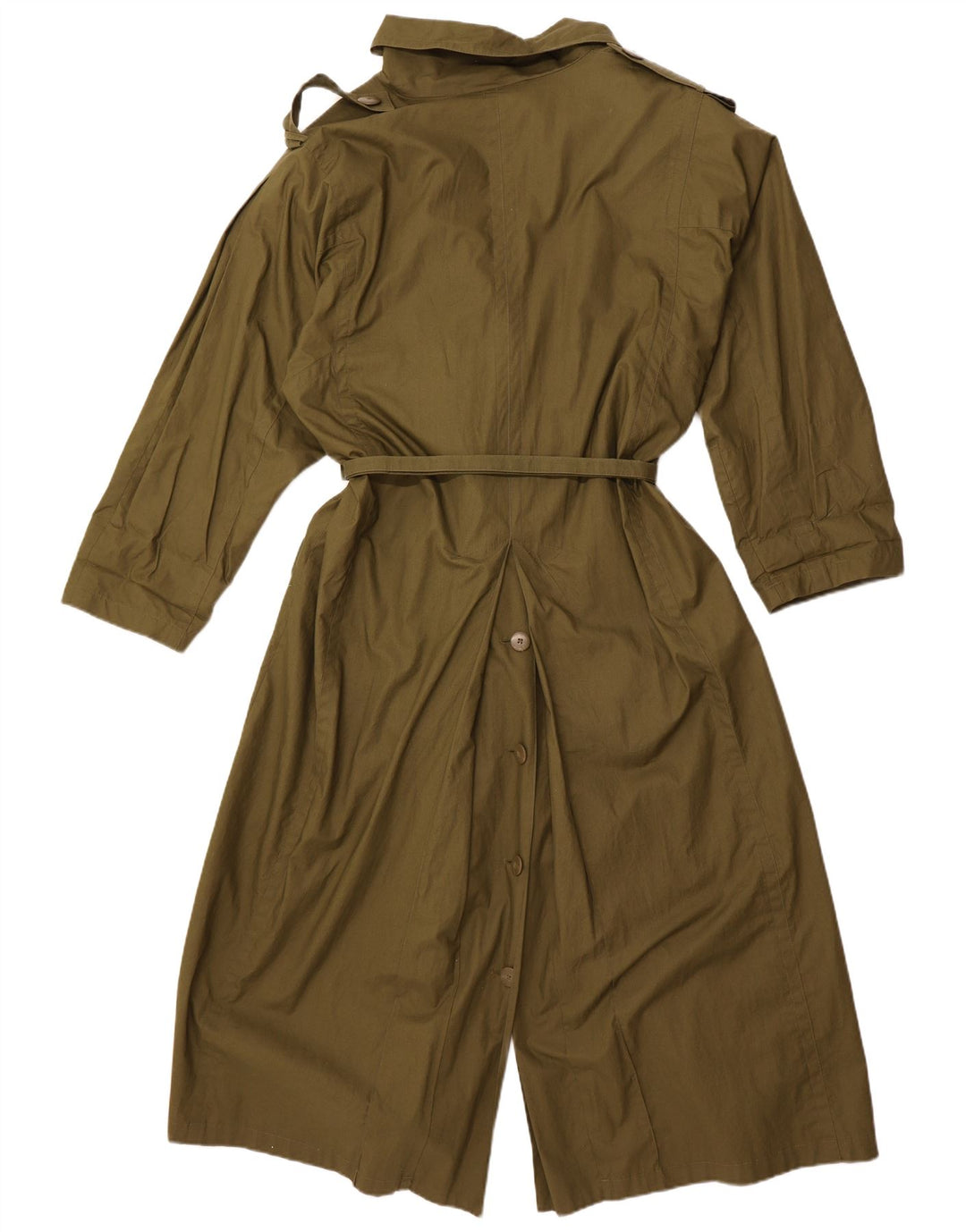 VINTAGE Trench Femme EU 40 Coton Kaki Moyen