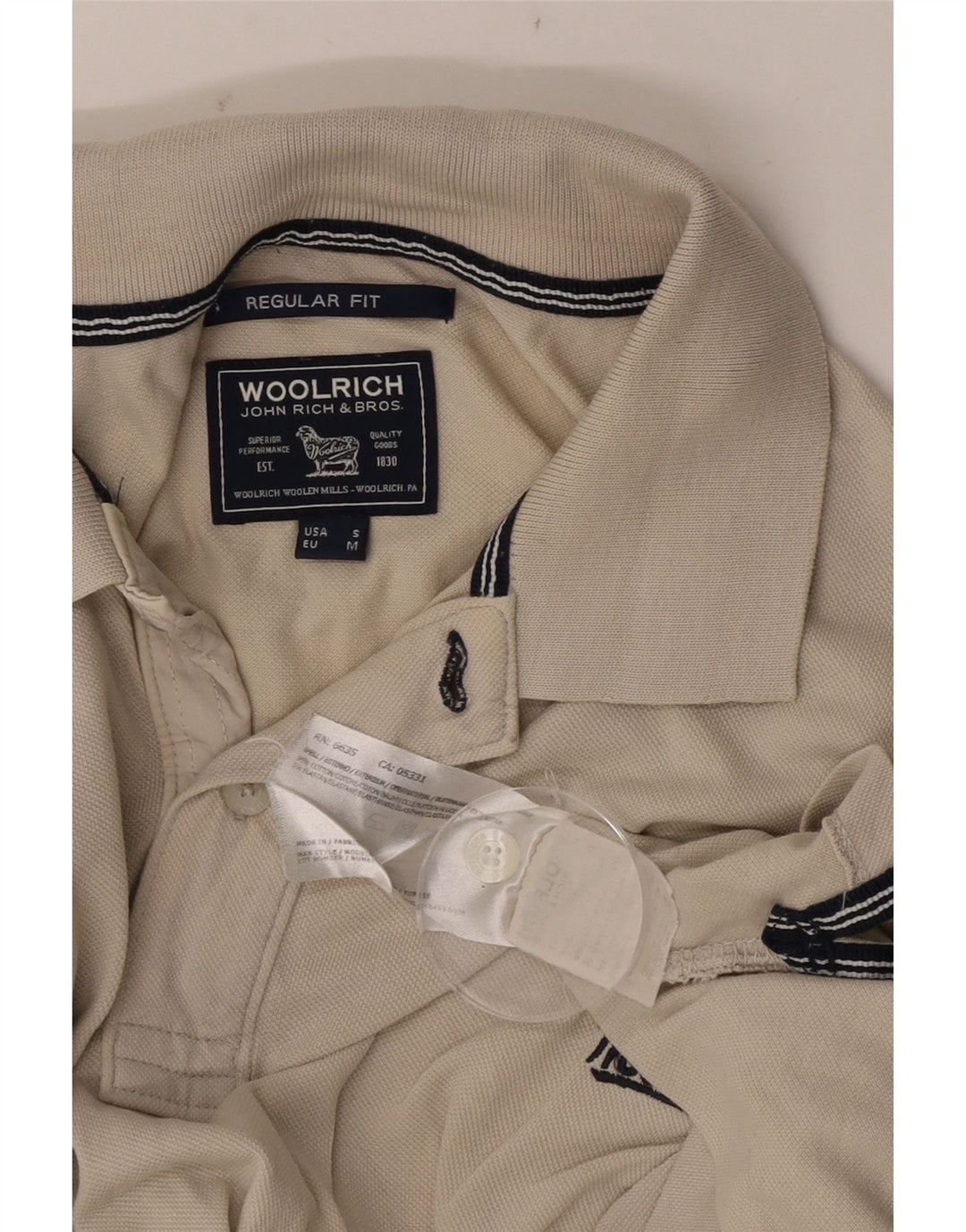 Woolrich Polo Regular Fit Homme Beige Moyen Coton