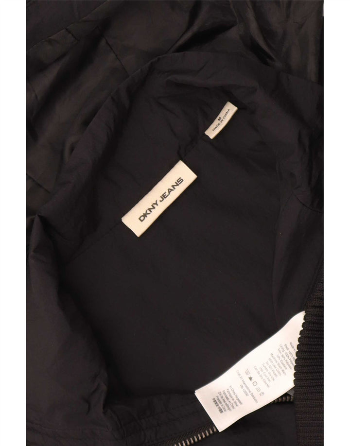 Dkny Veste bomber à capuche pour femme UK 44 Medium Noir Nylon